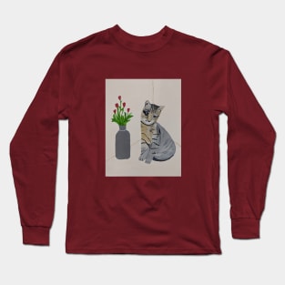 Tabby Cat Print Long Sleeve T-Shirt